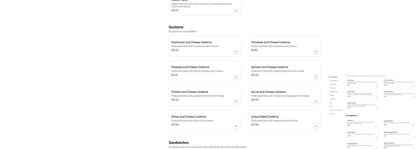 A La Turca Menu