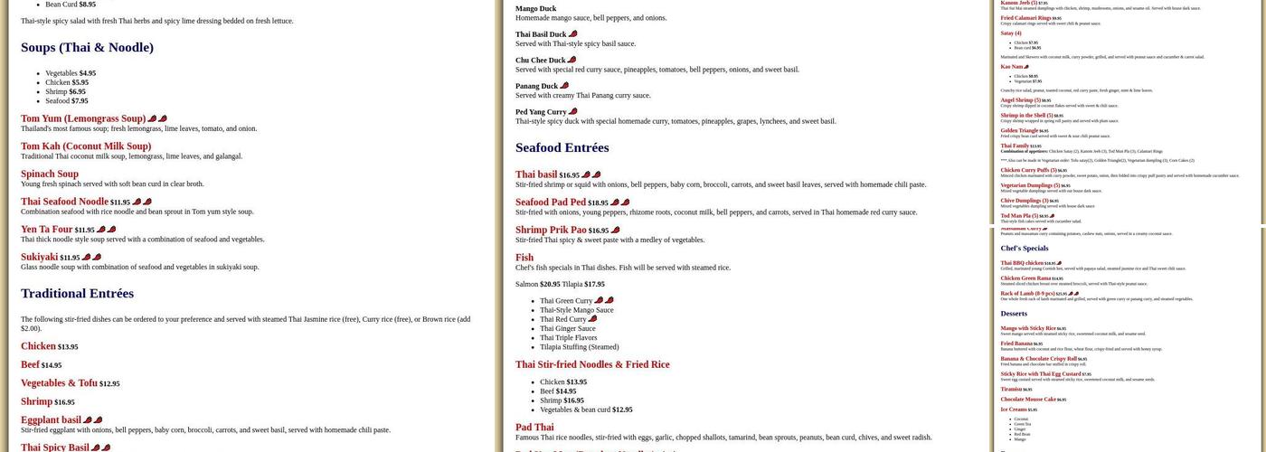 A Little Thai Kitchen Menu