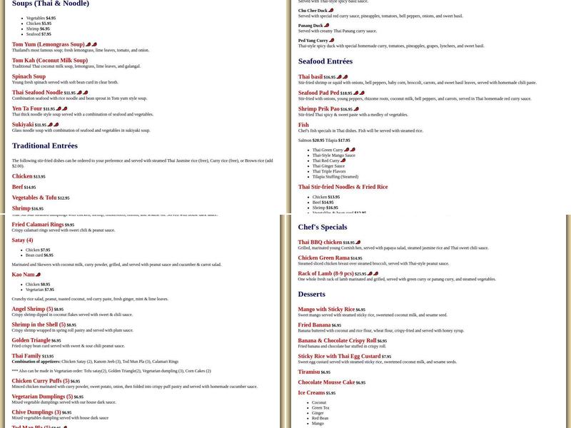 A Little Thai Kitchen Menu