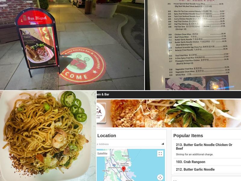 A One Kitchen & Bar Menu