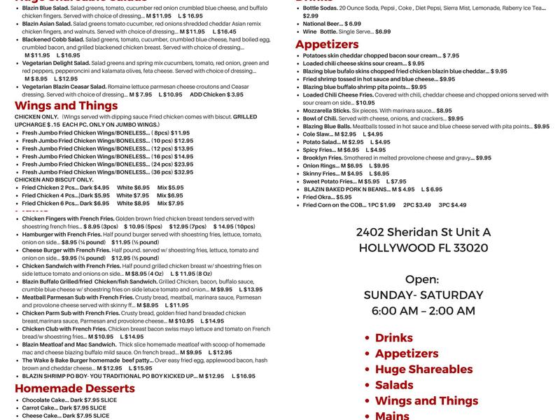 A1 wings Menu