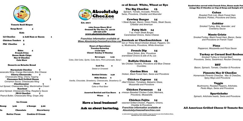 Absolutely CheeZee Menu