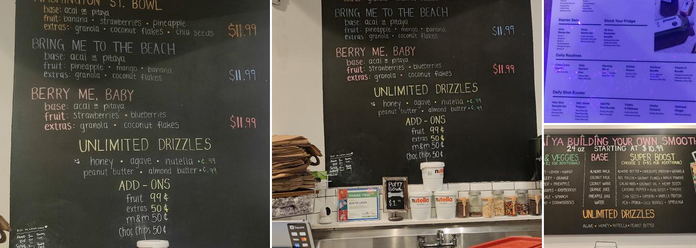 Acai Ya Later Menu
