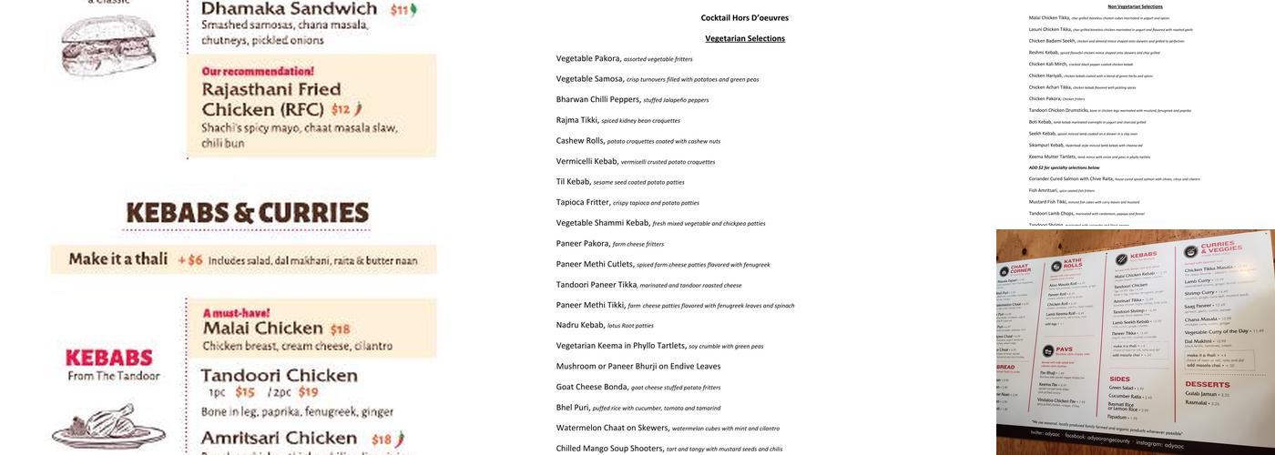 ADYA Menu