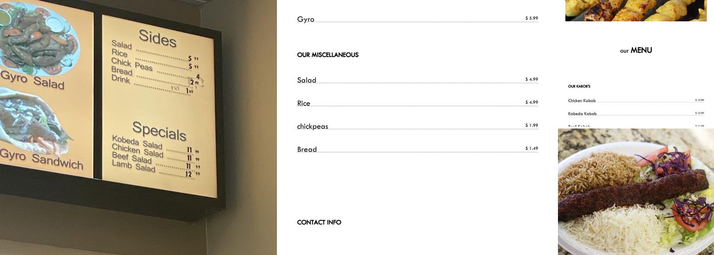 Afghan Grill Kabob Menu