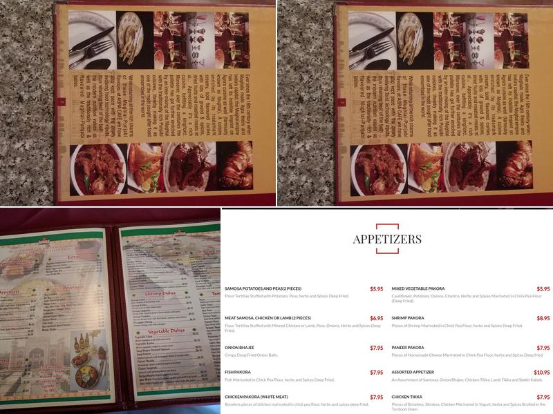 Agra Cafe Indian Cuisine Menu