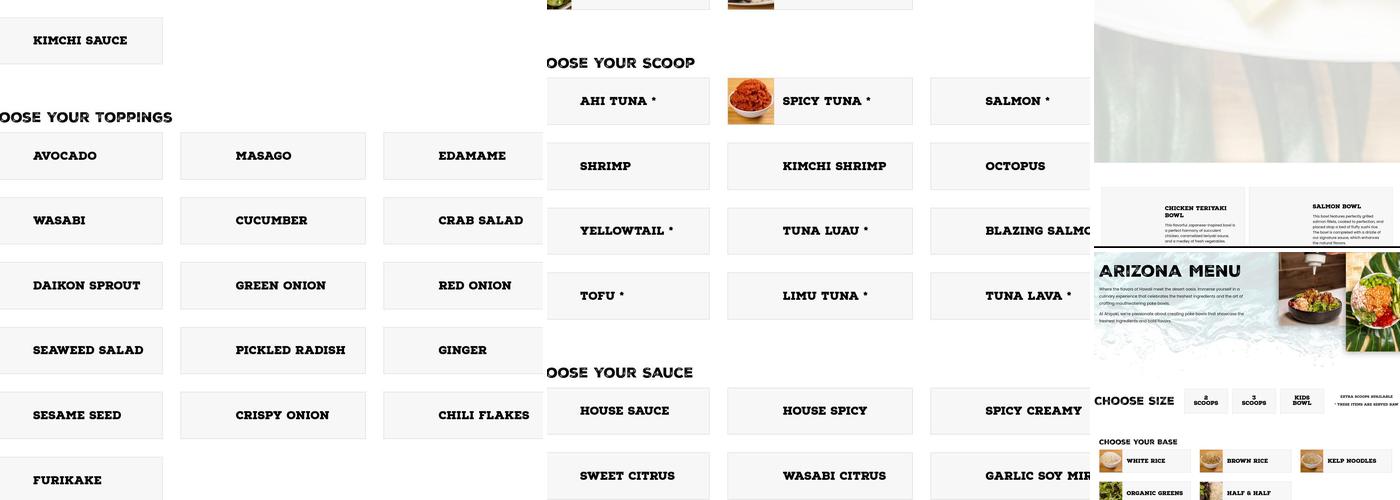 Ahipoki Menu