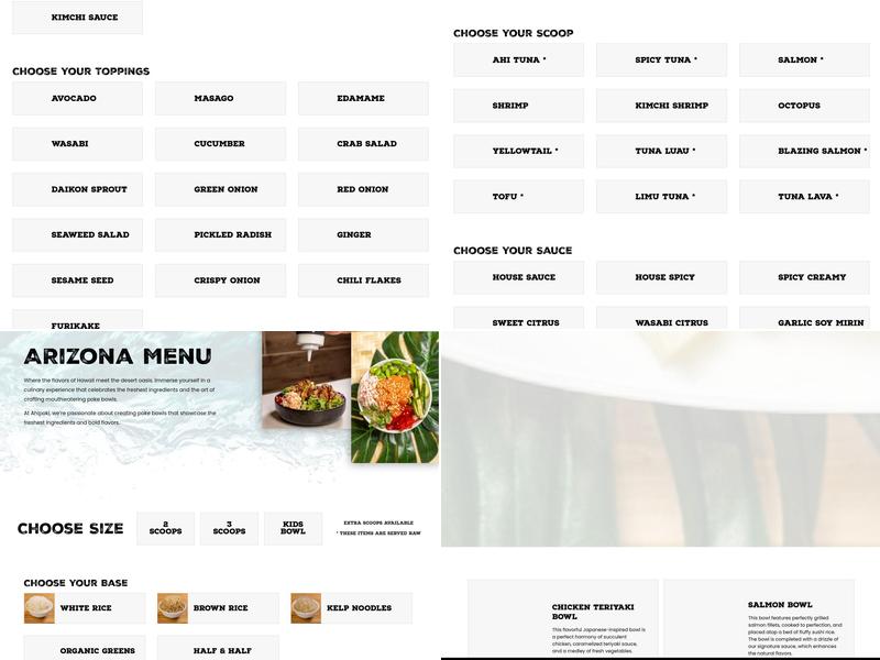 Ahipoki Bowl Menu