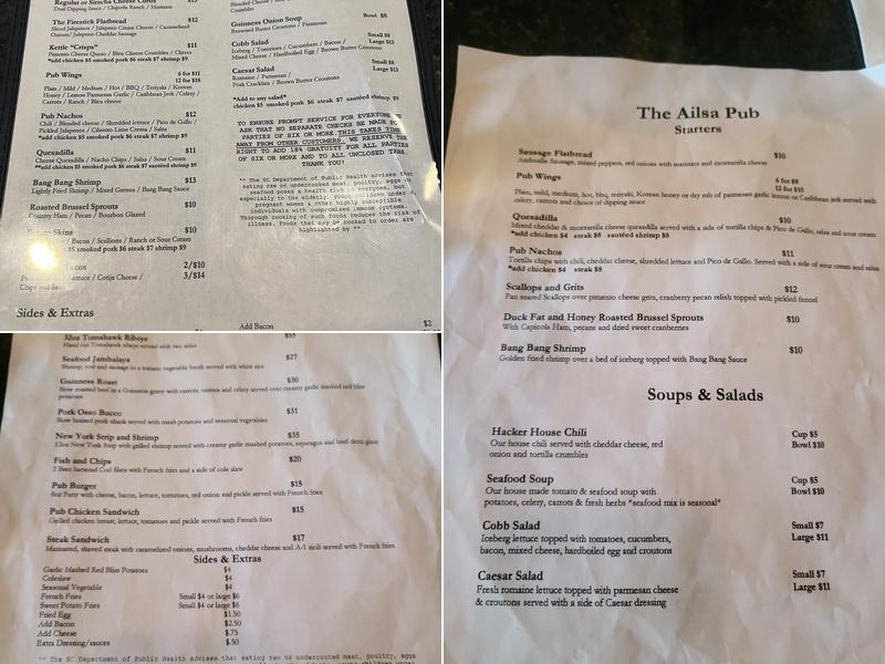 Ailsa Pub Menu