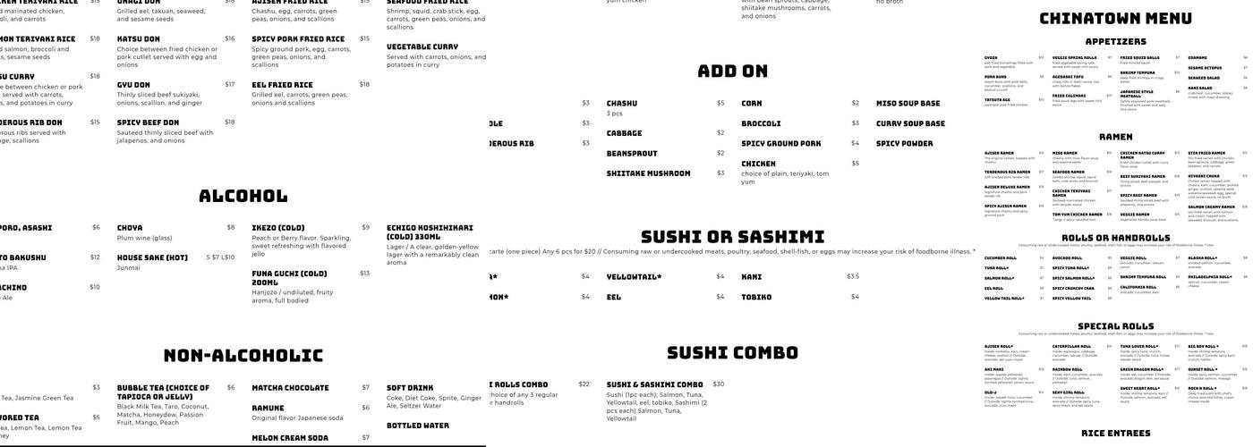 Ajisen Ramen ( Chinatown ) Menu