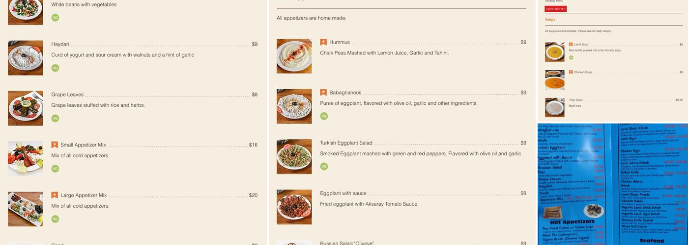 Aksaray Menu
