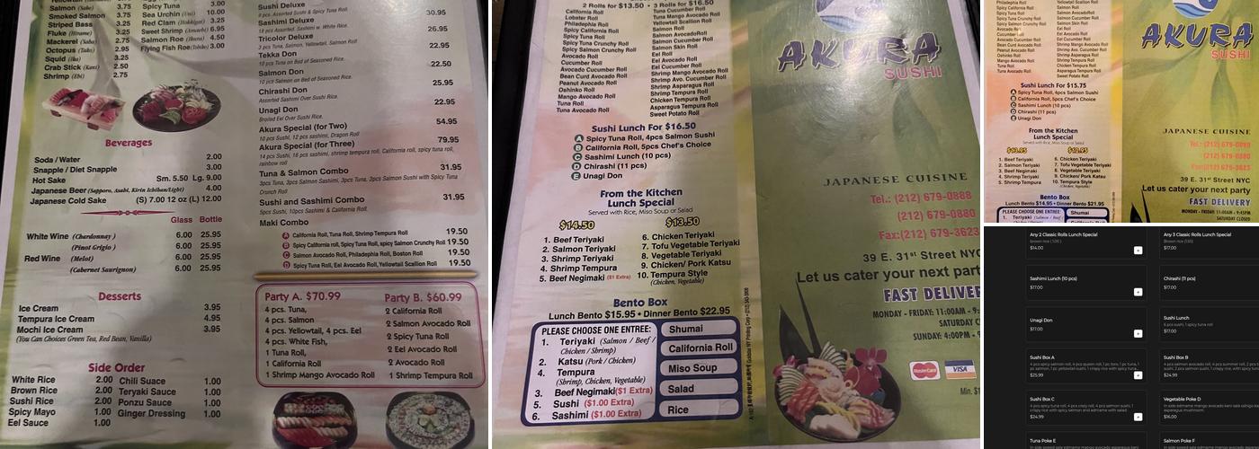 Akura Sushi Menu