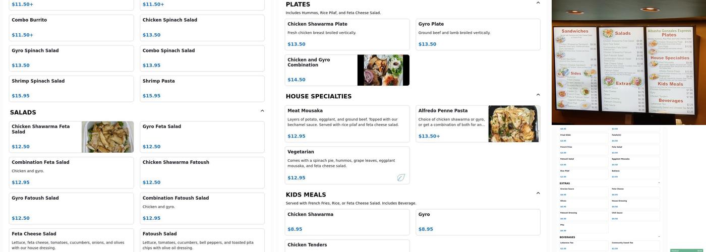 Albasha Express Menu