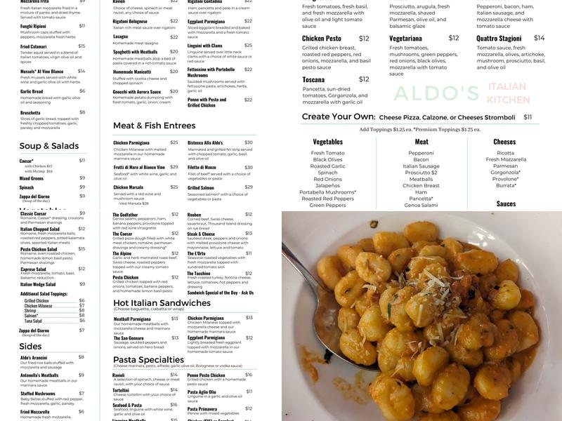 Aldo's Italian Kitchen Menu