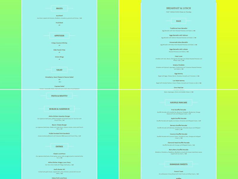 Aloha Kitchen Menu