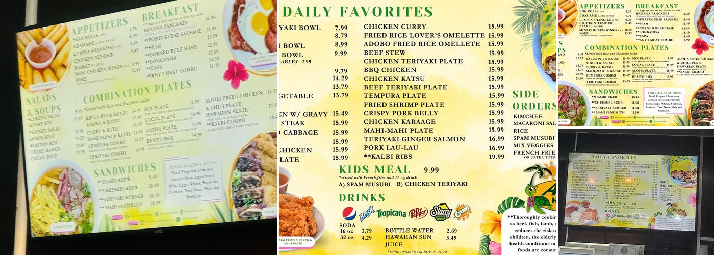 Aloha Kitchen UNLV Menu