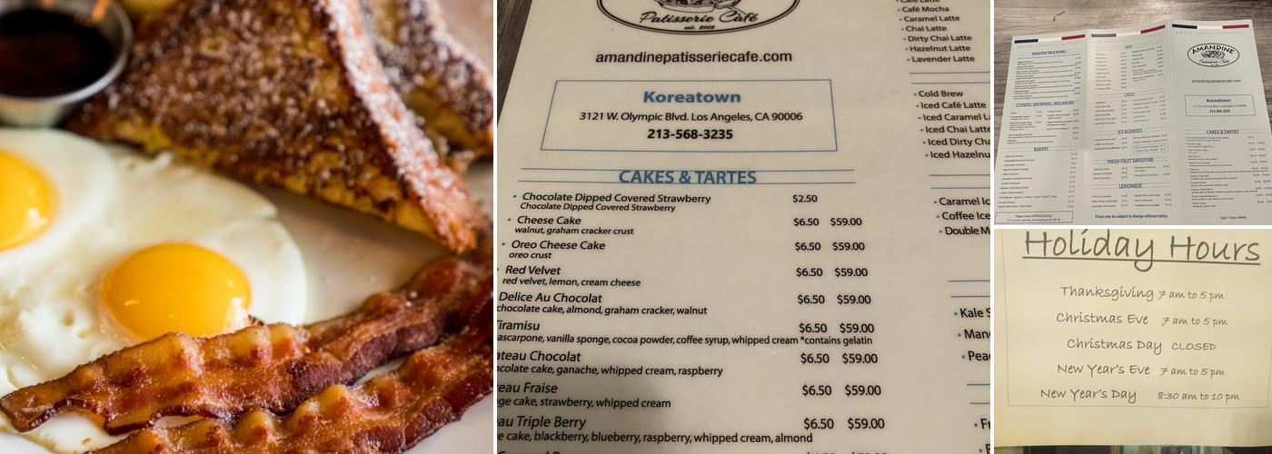 Amandine Patisserie Cafe K-Town Menu