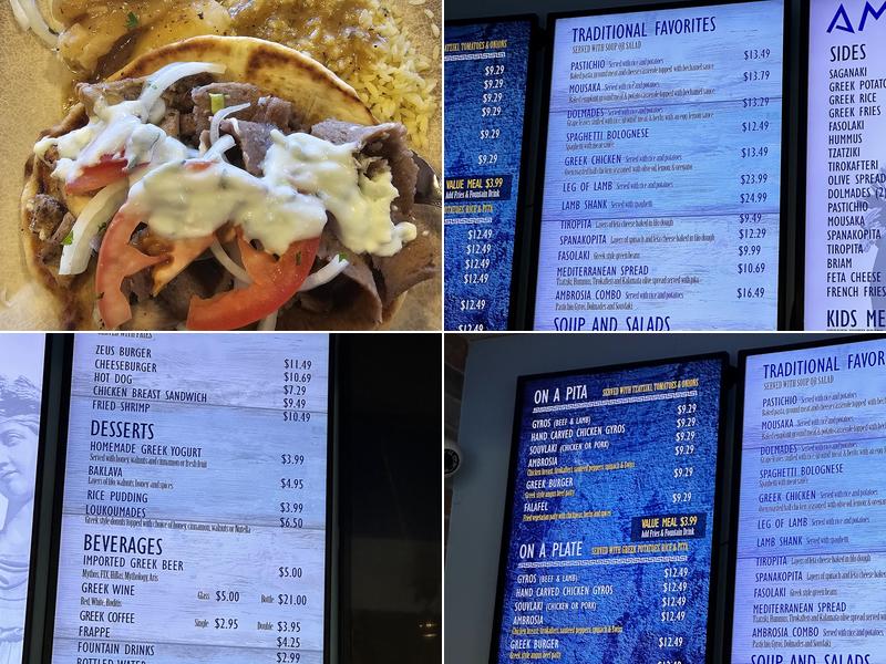 Ambrosia Greek Eatery Menu