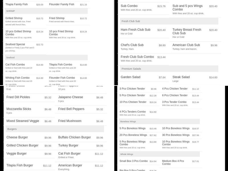 America's Best Wings Menu