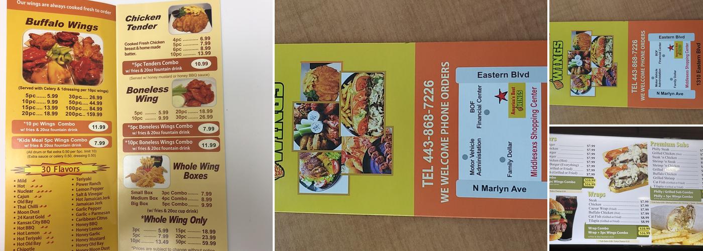 America’s Best Wings Menu