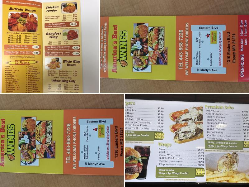 America’s Best Wings Menu