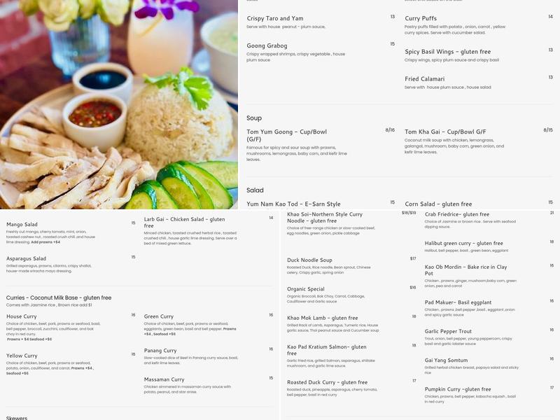 Anchalee Menu