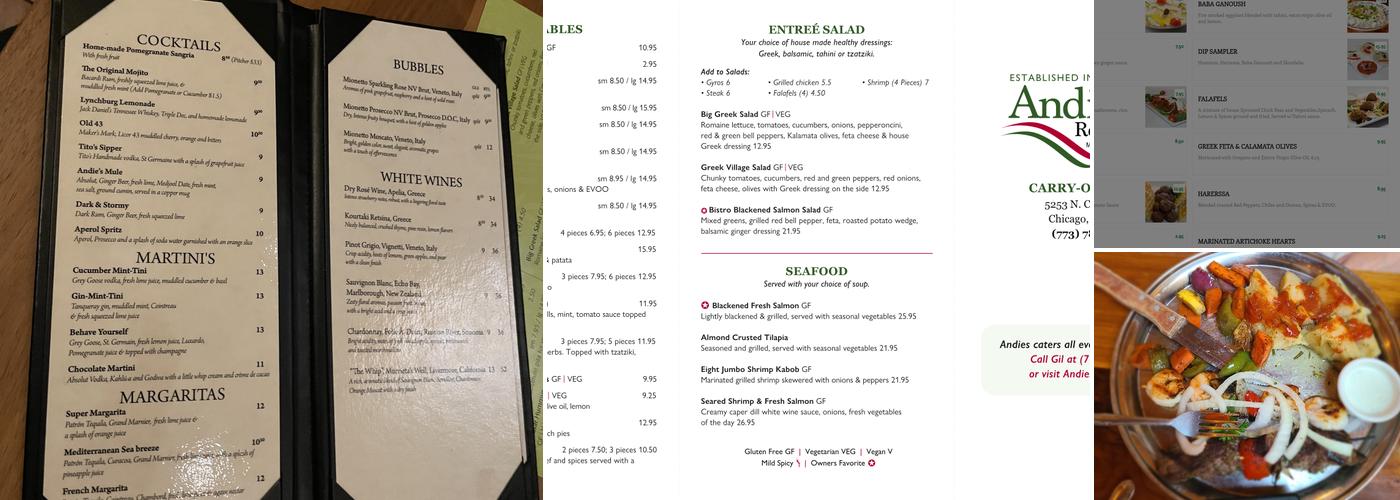 Andie's Restaurant Menu
