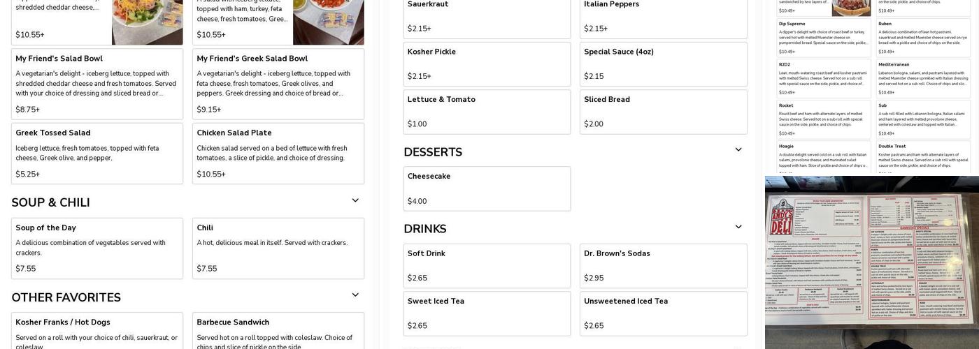 Andy's Deli Menu