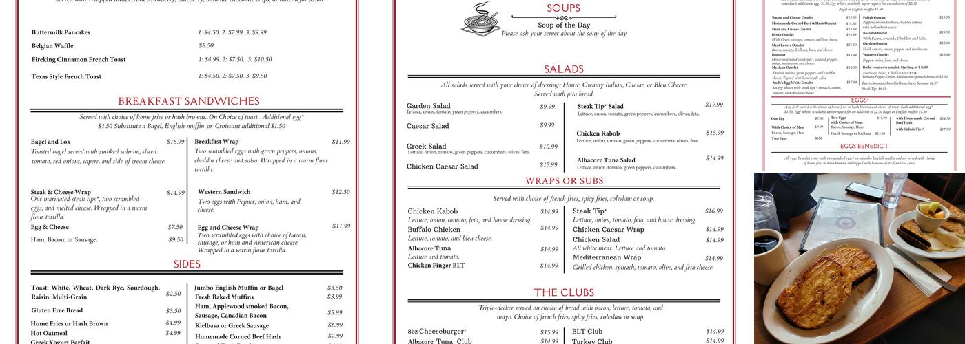 Andy's Breakfast & Lunch Menu