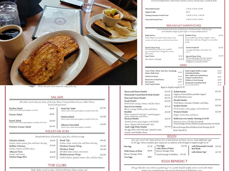 Andy's Breakfast & Lunch Menu