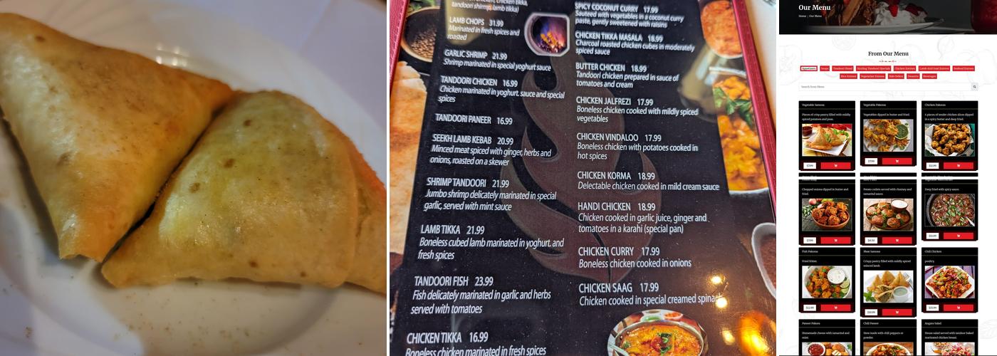 Angara India Spice Grill Menu