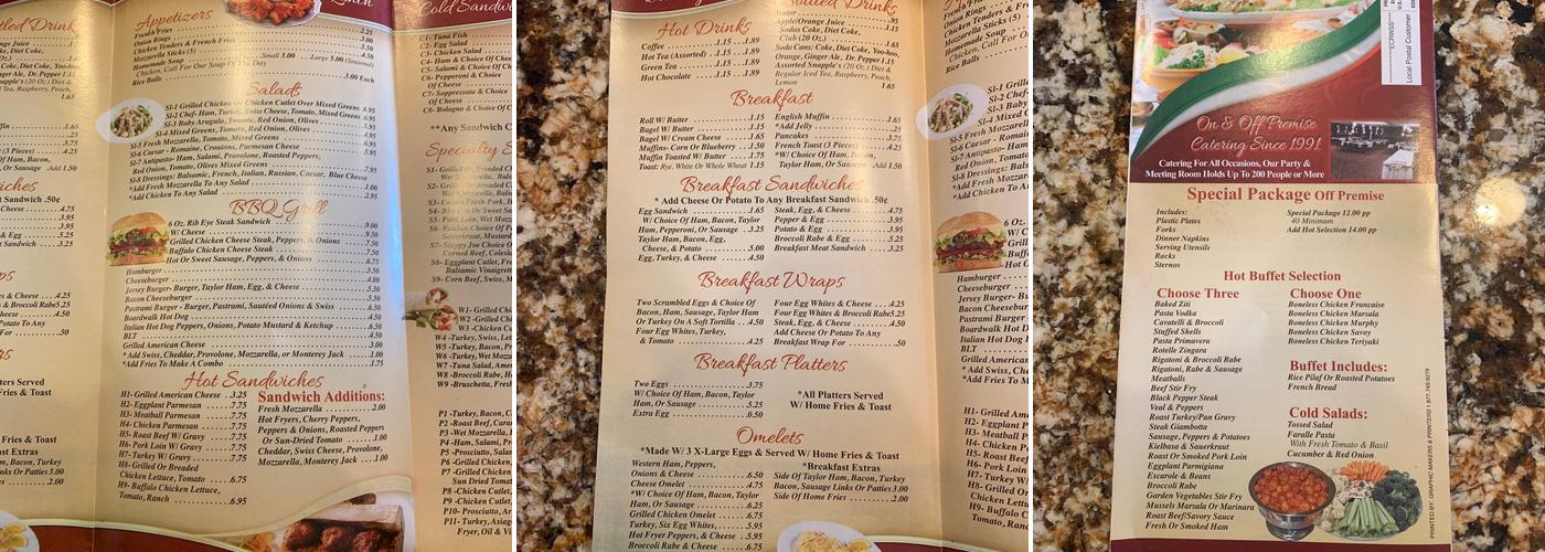 Angelo's Gourmet Menu