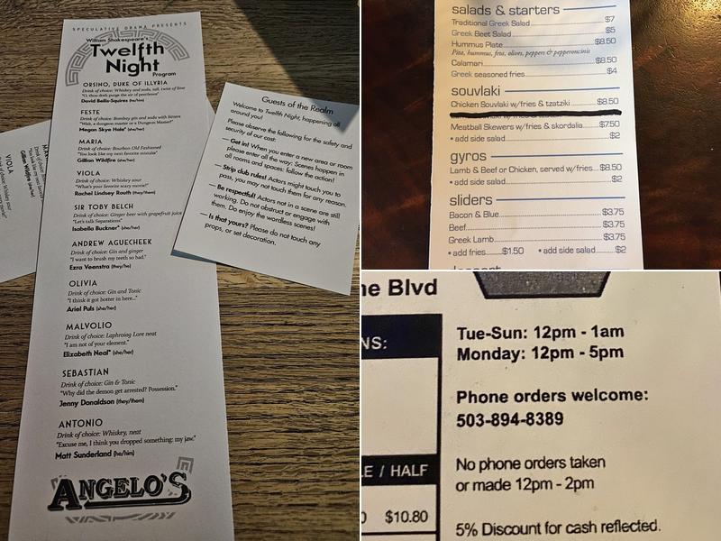 Angelo's Menu