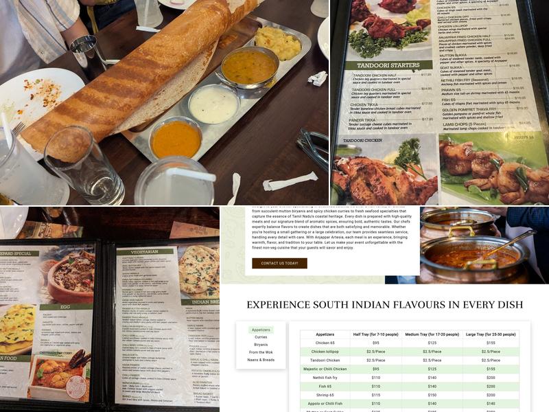 Anjappar Chettinad Indian Restaurant Menu