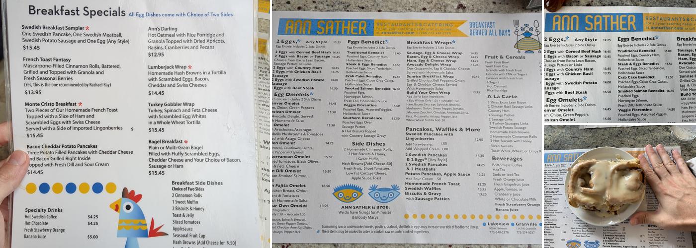 Ann Sather Menu