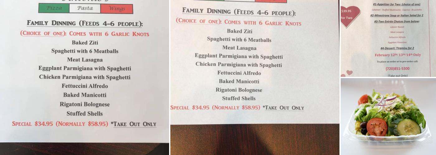 Antonio's Pizza Pasta Wings Menu