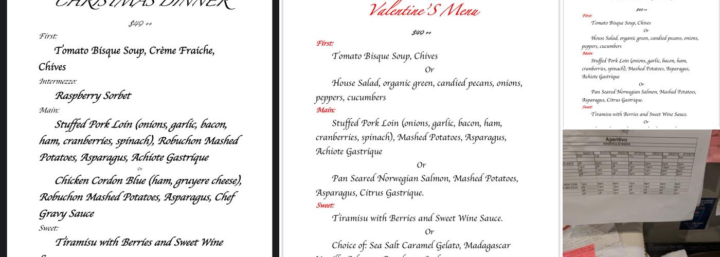 Aperitivo Menu