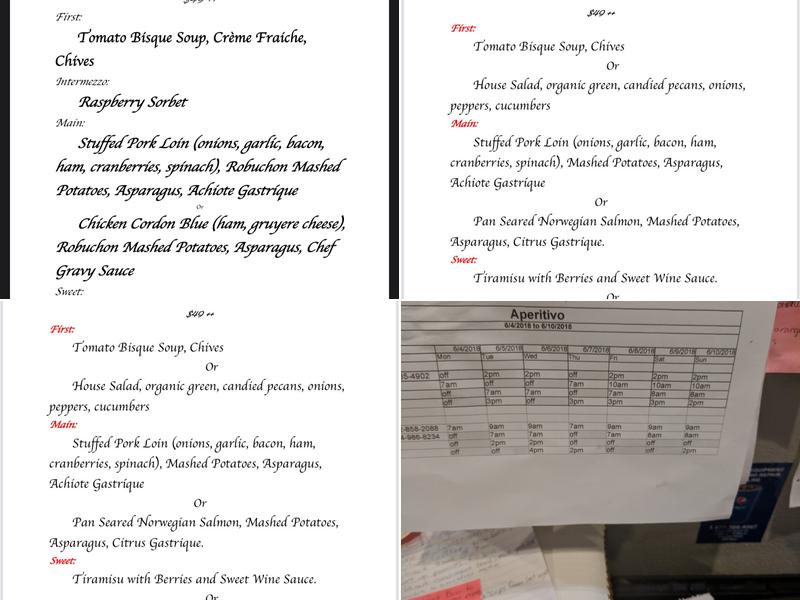 Aperitivo Menu