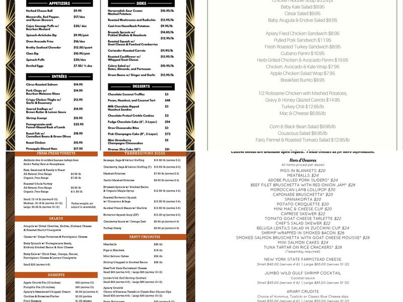 Apiary Menu
