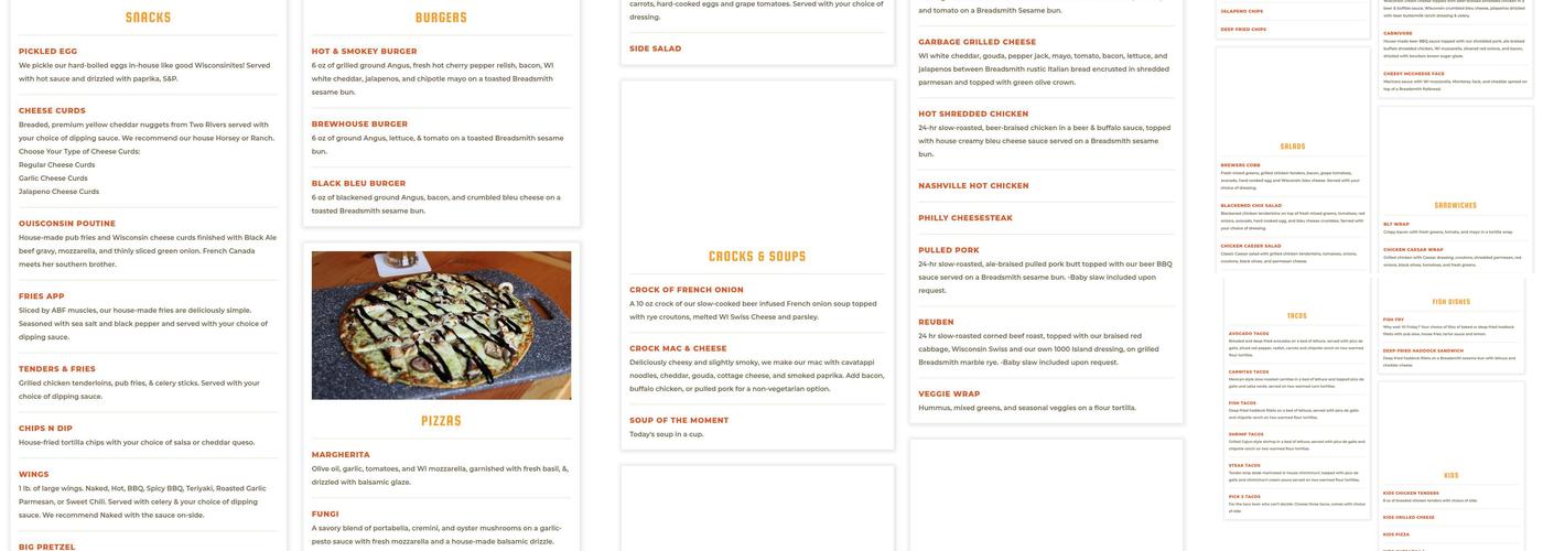 Appleton Beer Factory Menu