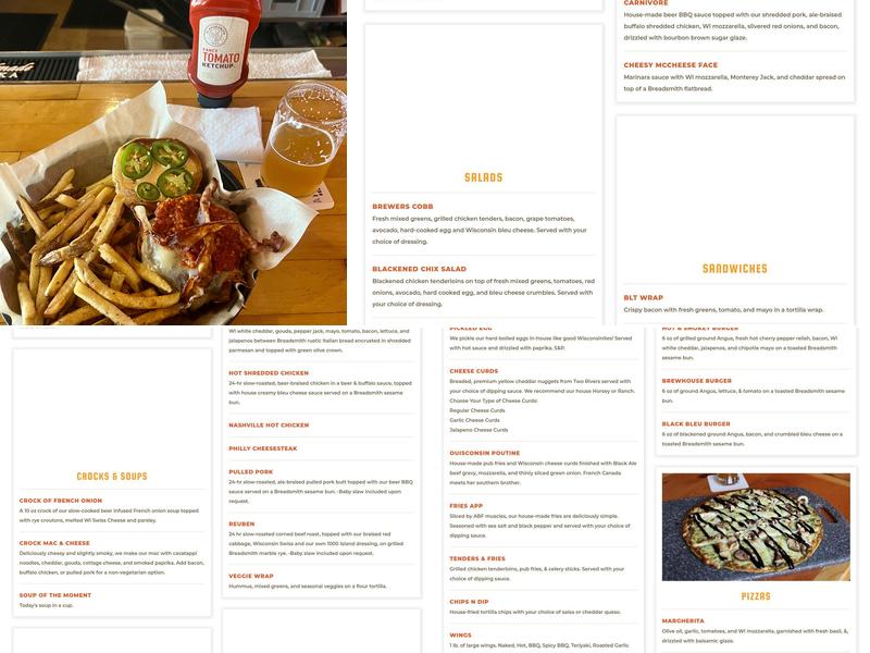 Appleton Beer Factory Menu