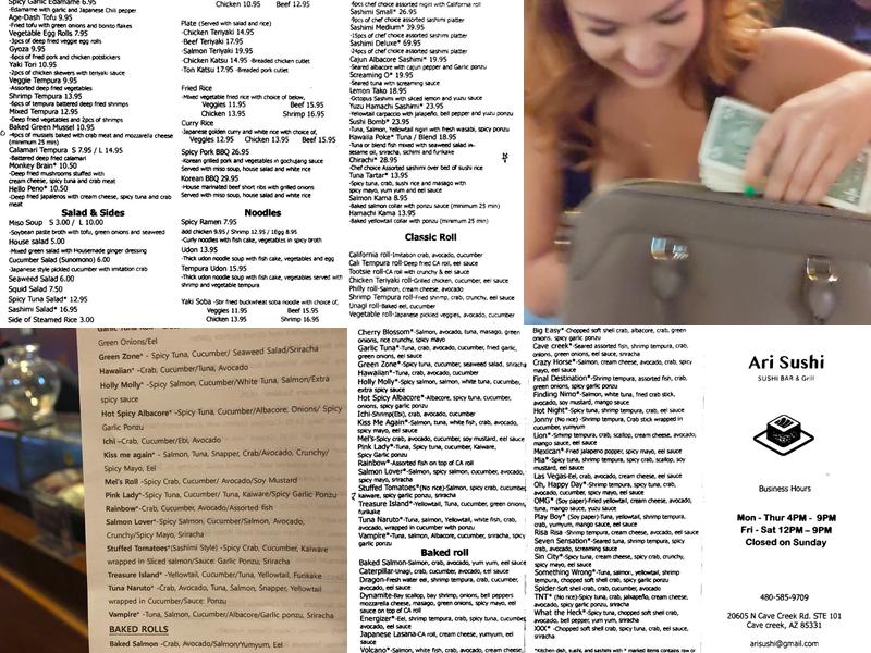 ARI Sushi Menu