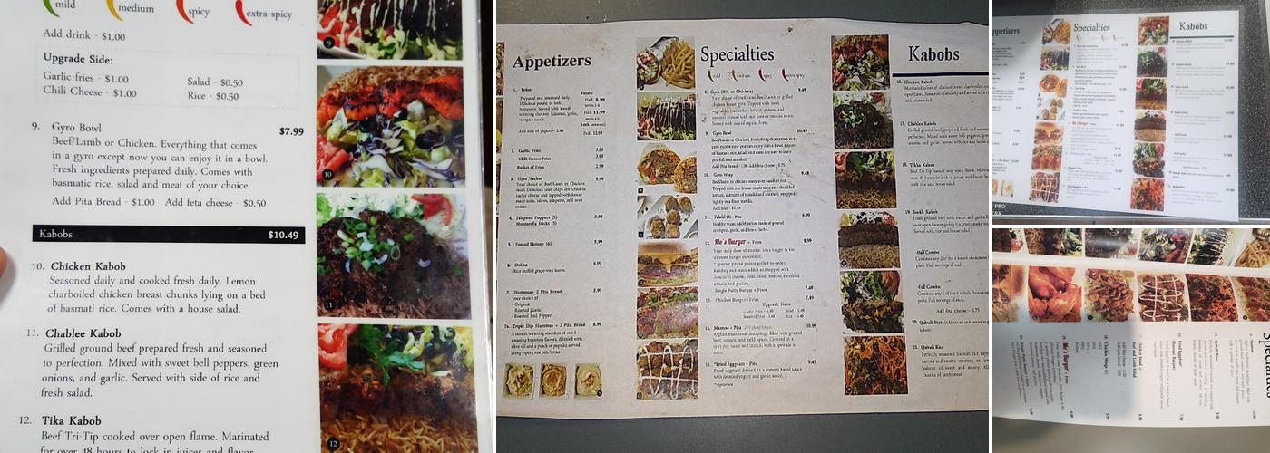 Ariana Gyros & Kabobs Menu