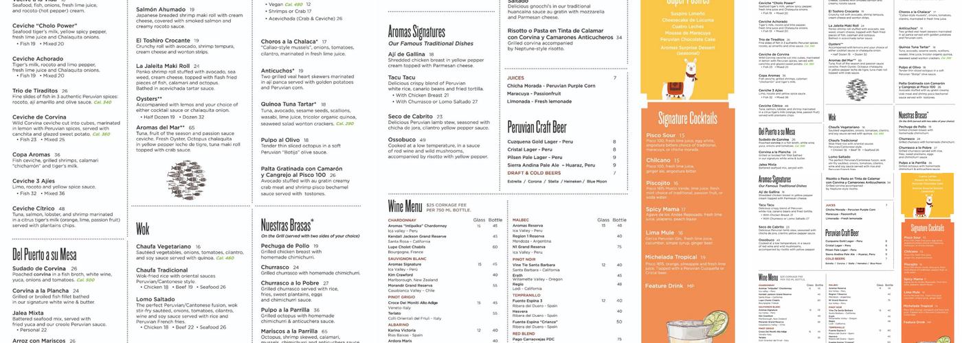 Aromas del Peru Menu