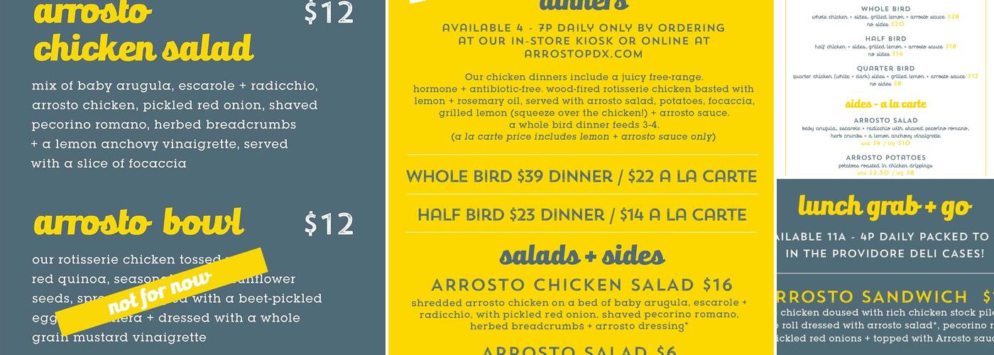 Arrosto Menu