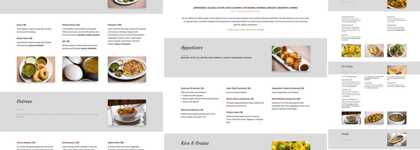 Arya Bhavan Menu