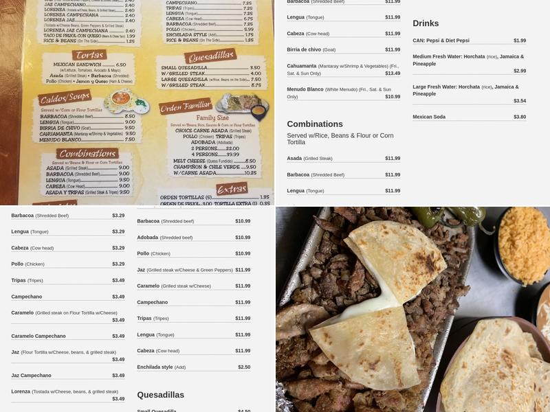 Asadero Toro Menu
