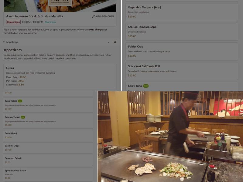 Asahi Japanese Steak & Sushi Menu