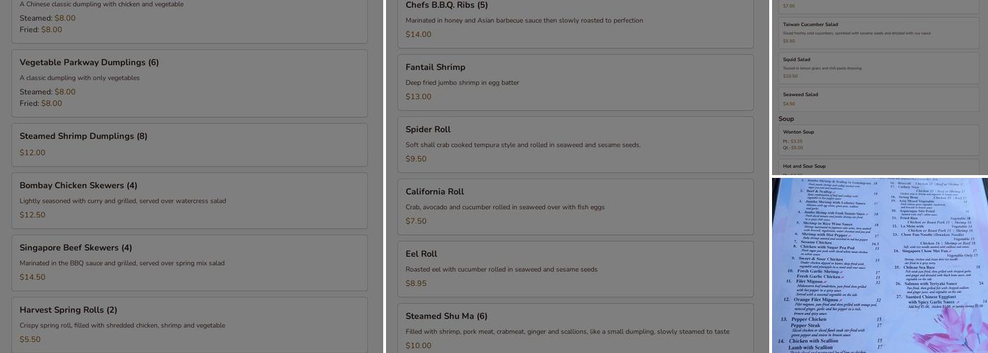 Asia on the Parkway Menu