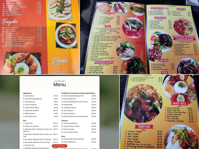 Asian Phở Menu